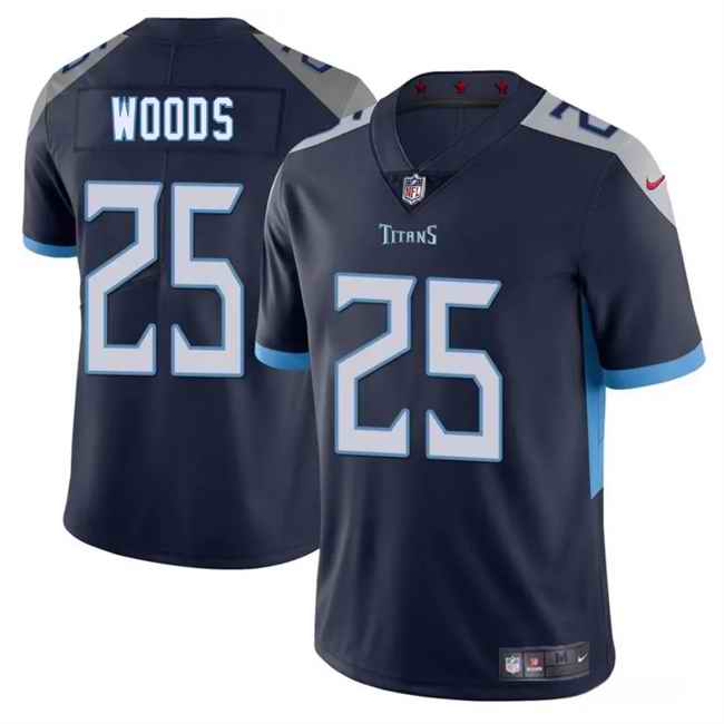 Men's Tennessee Titans #25 Xavier Woods Navy 2025 Vapor Untouchable Stitched Jersey